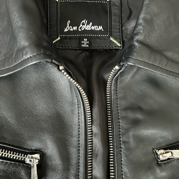 Sam Edelman Black Leather Military Field Jacket - Picture 2 of 11